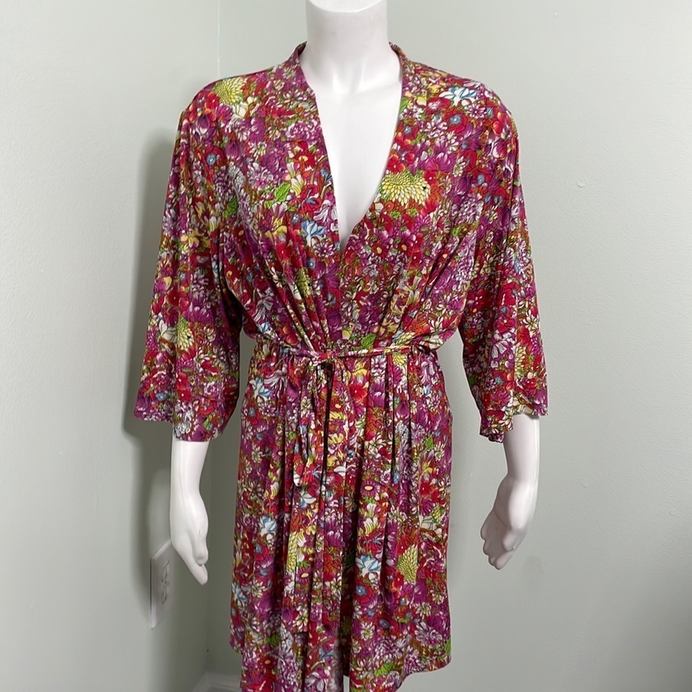 Josie Natori Rainbow Floral Open Front Robe